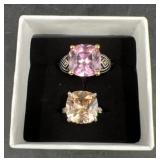 2 Cocktail Rings Sz 5 & 10 - Sterling Silver+