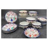 Vintage Geisha Girl Porcelain Bowls, Plates, Cups