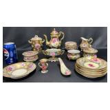 Vintage Gold Pink Purple Rose Porcelain Dishes