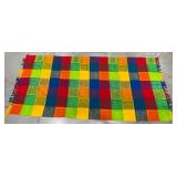 Colorful Fringed Mexican Serapa Tablecloth 114ï¿½54