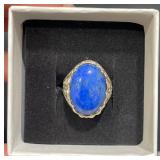GP Sterling Silver Filigree Ring w Blue Lapis Sz 7