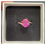 Tourmaline & GP Sterling Silver Ring Sz 8