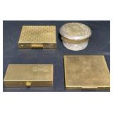 3 Vintage Makeup Compacts & Silverplate Pill Box