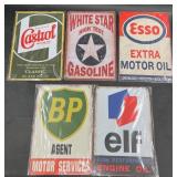 5 Vintage-Style Metal Oil Advertising Signs 12x8