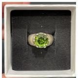 Peridot & GP Sterling Silver Ring Sz 7