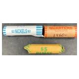 1 Roll Ea 1960s Quarters & Dimes, Roll '64 Nickels