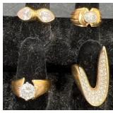 4 Fashion Cocktail Rings ï¿½ 18KT GP+