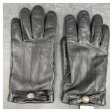 Coach Sheep Leather & Merino Wool Black Gloves