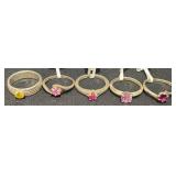 5 GP Sterling Silver Rings ï¿½ Ruby, Tourmaline +