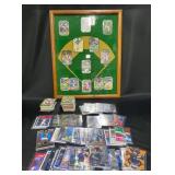 Framed Baseball Card Display & Assorted Cards