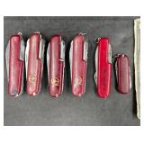 6 Multi-Purpose Red Folding Pocket Tool Knives