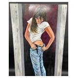 Original Girl w Tattoo Blue Bond Painting 36'ï¿½24'