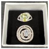 2 Sterling Silver Cocktail Rings Sz 6 & 7.5
