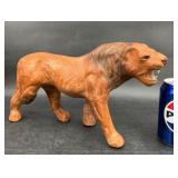 Vintage Leather-Wrapped Lion Sculpture Figurine