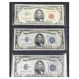 2 $5 Silver Certificates Blue Seal1934& 1963 $5