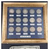 Framed George VI Coin Set 1937-1951, 50% Silver