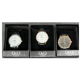 3 New Q&Q Quartz Men's Watches