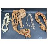 4 Vintage Macrame & Beaded Plant Hangers