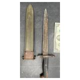 Vintage Military Bayonet w Scabbard