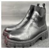 Jeossy Women's Blk Chelsea Boots Lug Sole Sz 10