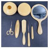 8-Piece Vintage French Celluloid Ivory Vanity Set