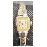 Vntg 10KT White GF Bulova Women's Bangle Watch