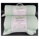 2 New Comfort Lab Bamboo Quilted Throw Blankets