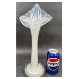 Hand-Blown Art Glass White Lily Vase