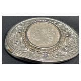 Ornamental Belt Buckle w 1882 Morgan Silver Dollar