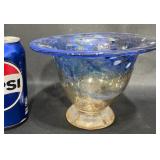 Hand-Blown Blue Art Glass Studio Bowl