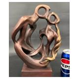 Wedding Rings Kissing Couple Table Art Sculpture