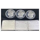 3 American Historic Soc. 1-Lb 1878 Morgan Dollars