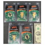5 New Marbles Brand Pin-On & Pocket Compasses