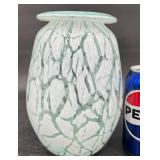 Hand-Blown White Speckled Art Glass Vase