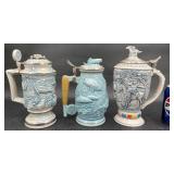 3 Collectible Avon Steins w Lids