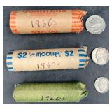 3 Rolls 1960's Coins  Quarters, Dimes, Nickels