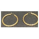 Pair 14KT Gold Twisted Hoop Earrings 3.274 Grams