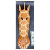 Carved Wooden African Tribal Giraffe Mask Decor