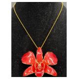 La Belle Orchid Necklace Brooch w 24KT Detailing