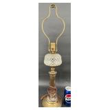 Vintage Brass Table Lamp w Bubble Glass, Works