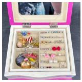 Girl's Pink Jewelry Box w Fashion Jewelry Contents