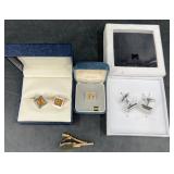 2 Sets Men's Cufflinks, Tie Clasp & Tie Pin