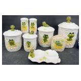 Matched Set of Frog Canisters & Accessories