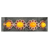 Vintage Amber & Copal Sterling Silver Bracelet