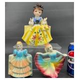 3ï¿½Vintage Decorative Ceramic Girl Figural Planters