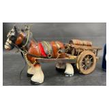 Vintage Ceramic Shire Horse & Wagon Figurine