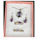 Sterling Silver & Amethyst Jewelry Set