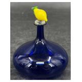 Cobalt Blue Glass Perfume Bottle w Lemon Stopper
