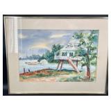 Original Lake Sceneï¿½Watercolor Painting, Framed