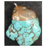 Turquoise Stone Pendant Gold Plated Top